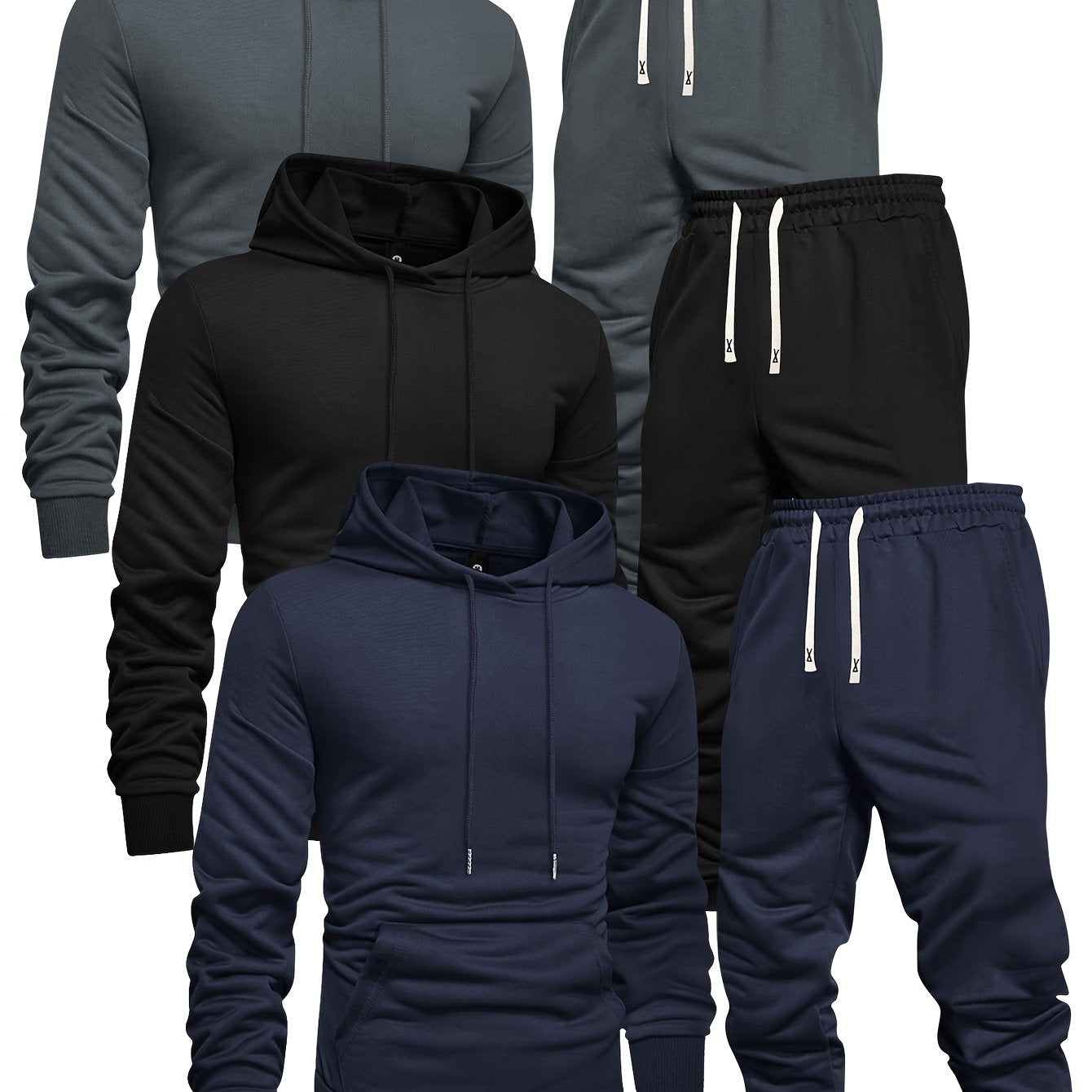 Mens 3Pack Casual Hoodie and Sweatpants Set - Taylor K Shop