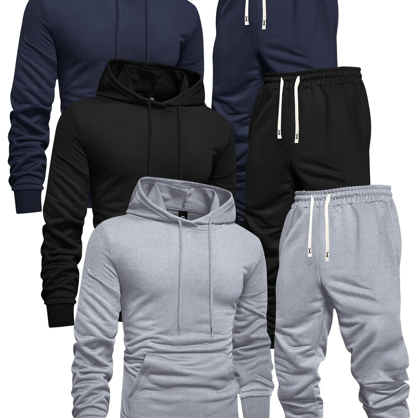 Mens 3Pack Casual Hoodie and Sweatpants Set - Taylor K Shop