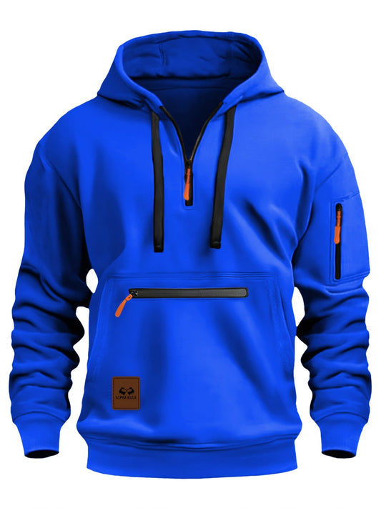 Mens Casual Polyester Hoodie with Zipper Pockets - Taylor K Shop