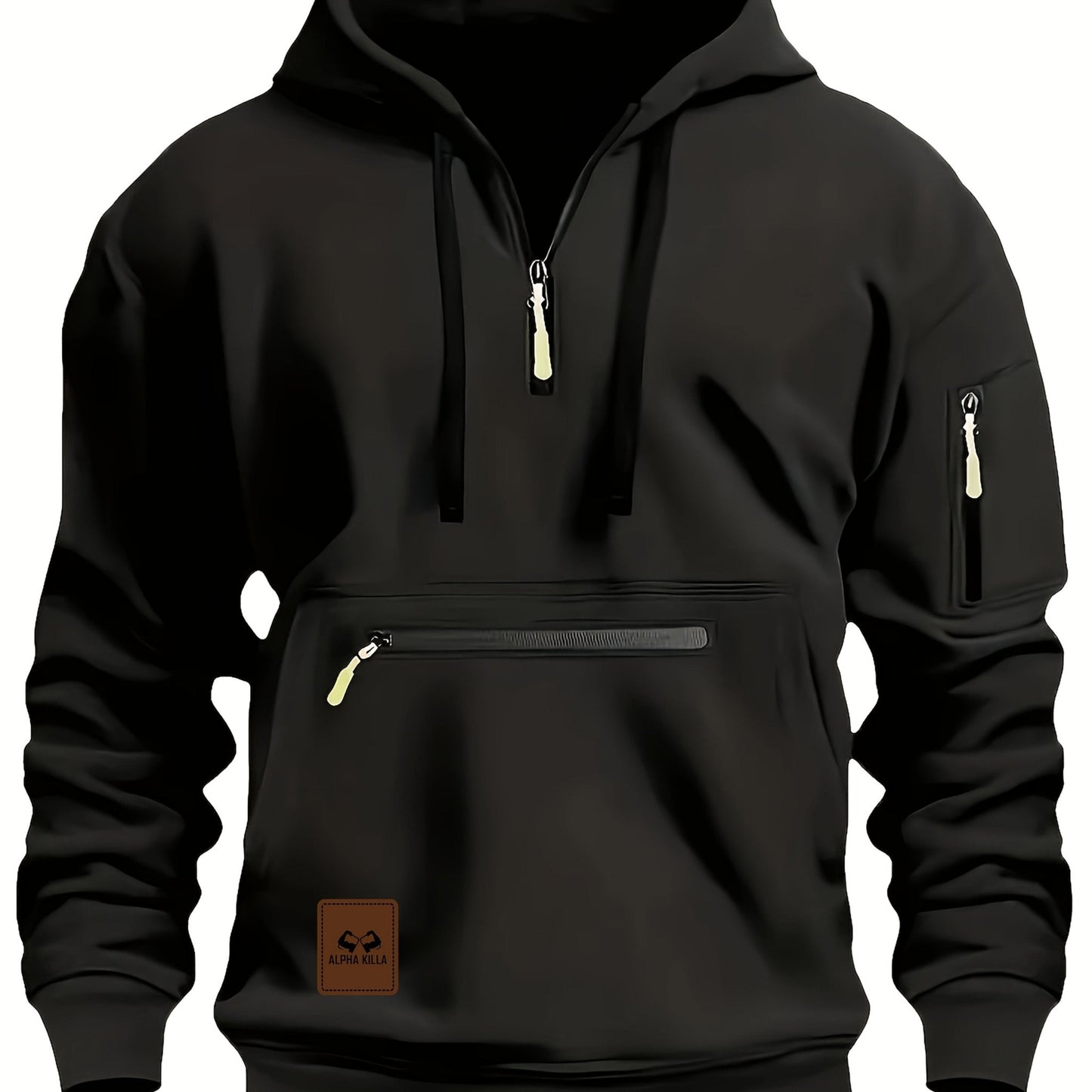 Mens Casual Polyester Hoodie with Zipper Pockets - Taylor K Shop