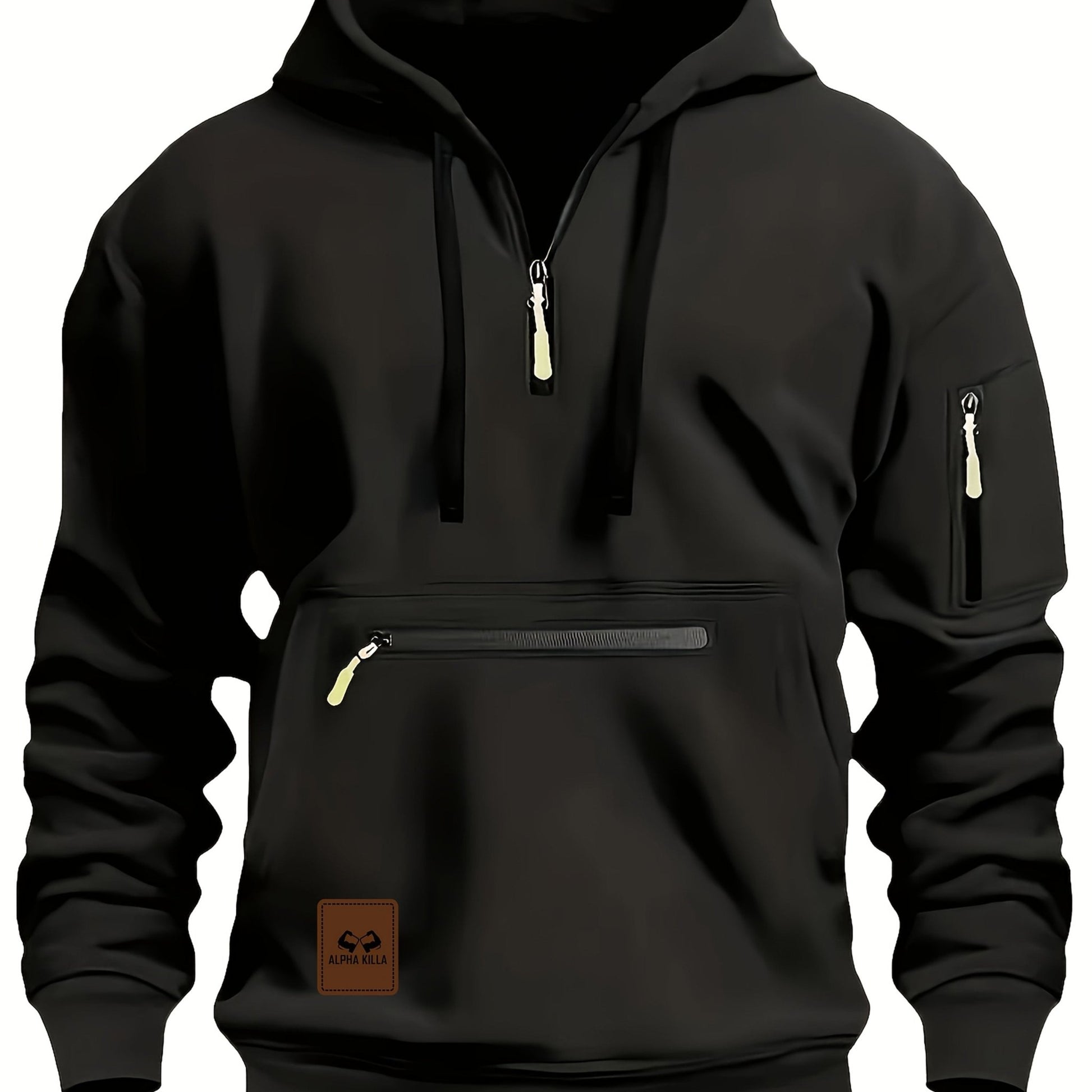 Mens Casual Polyester Hoodie with Zipper Pockets - Taylor K Shop
