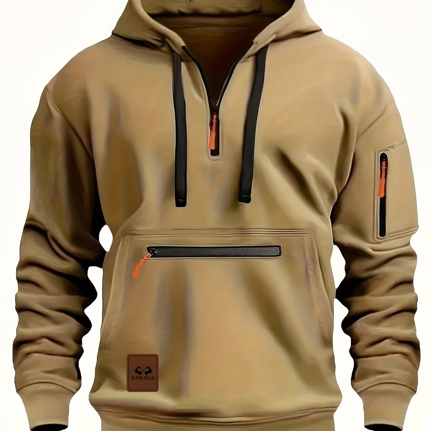 Mens Casual Polyester Hoodie with Zipper Pockets - Taylor K Shop