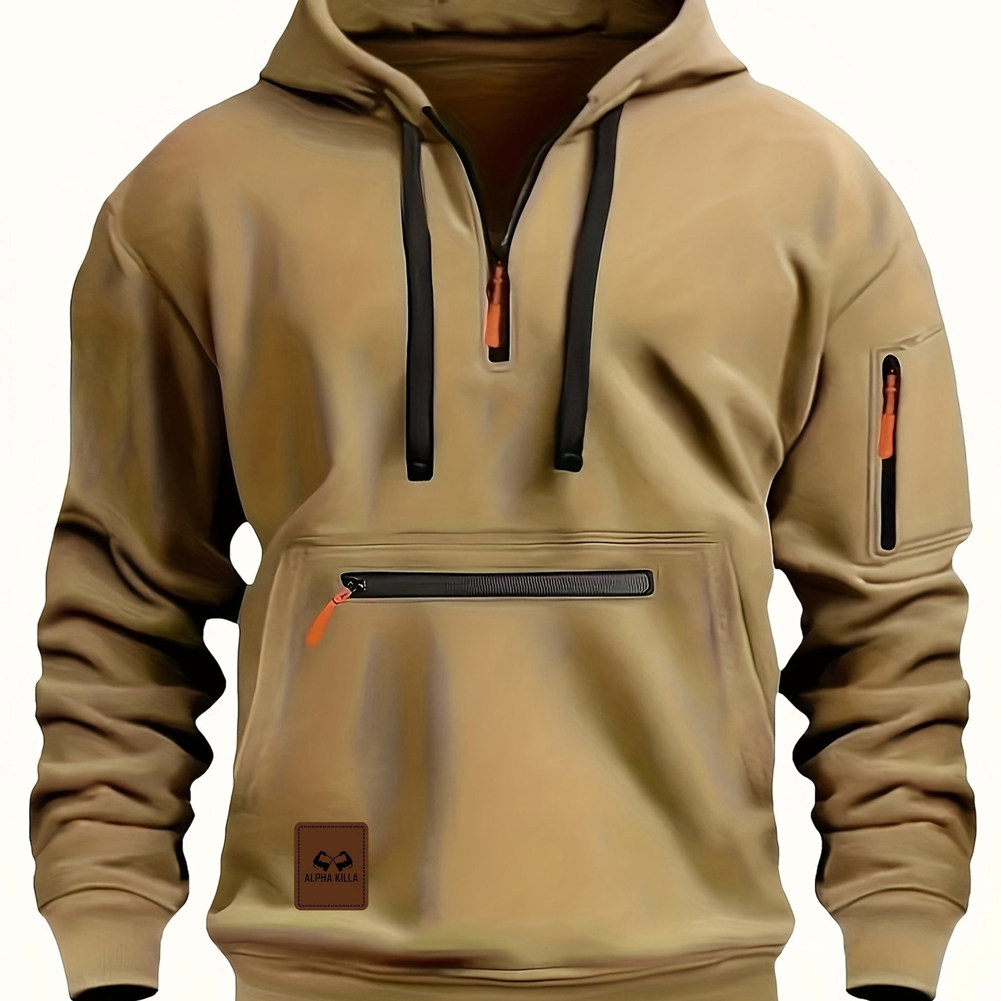 Mens Casual Polyester Hoodie with Zipper Pockets - Taylor K Shop