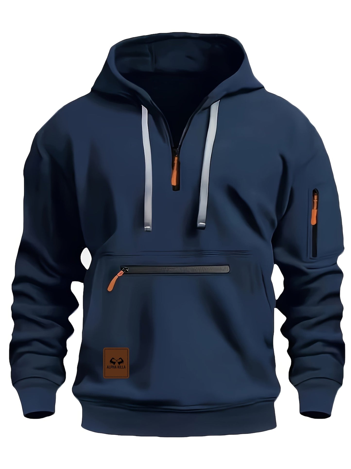 Mens Casual Polyester Hoodie with Zipper Pockets - Taylor K Shop
