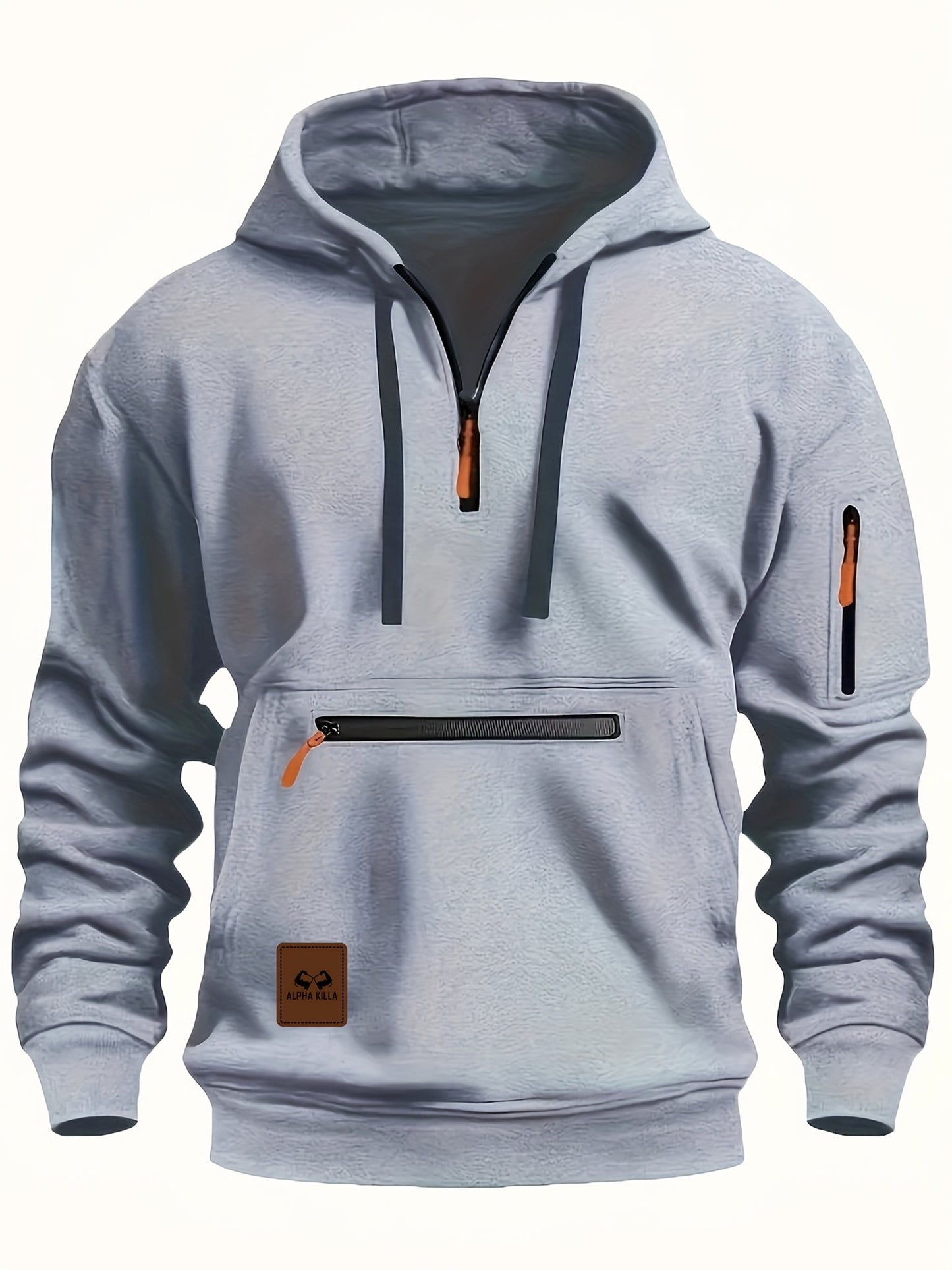 Mens Casual Polyester Hoodie with Zipper Pockets - Taylor K Shop