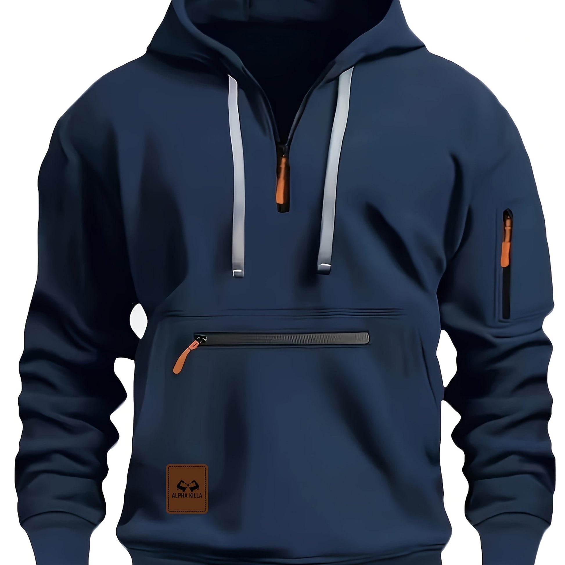 Mens Casual Polyester Zipper Hoodie with Pockets - Taylor K Shop