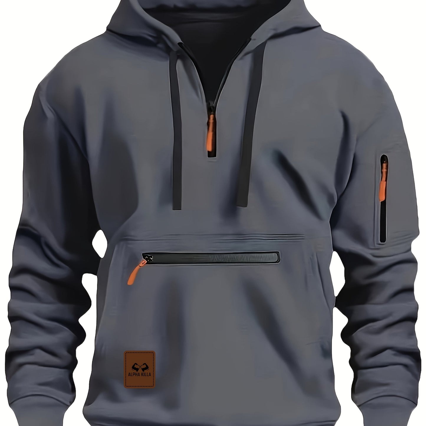 Mens Casual Polyester Zipper Hoodie with Pockets - Taylor K Shop