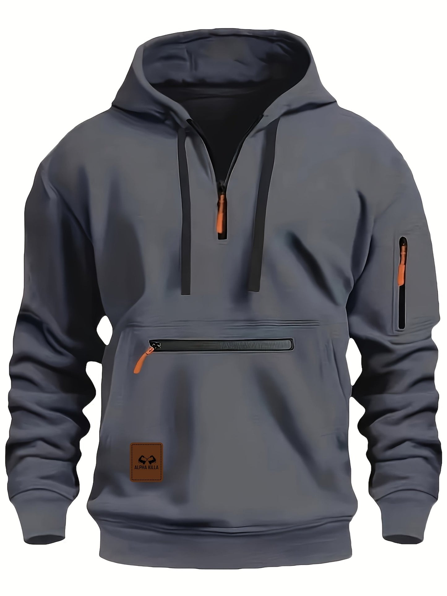 Mens Casual Polyester Zipper Hoodie with Pockets - Taylor K Shop