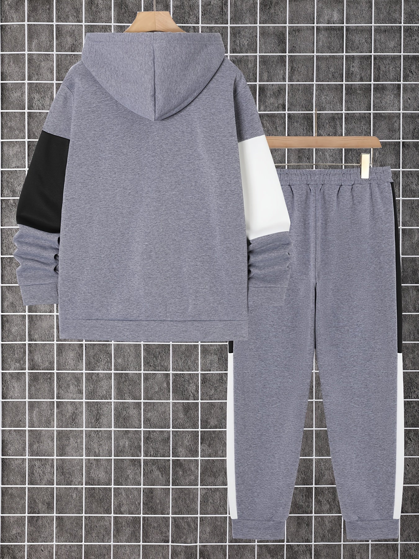 Mens Color Block Hoodie and Pants Set Casual Outdoor Wear - Taylor K Shop