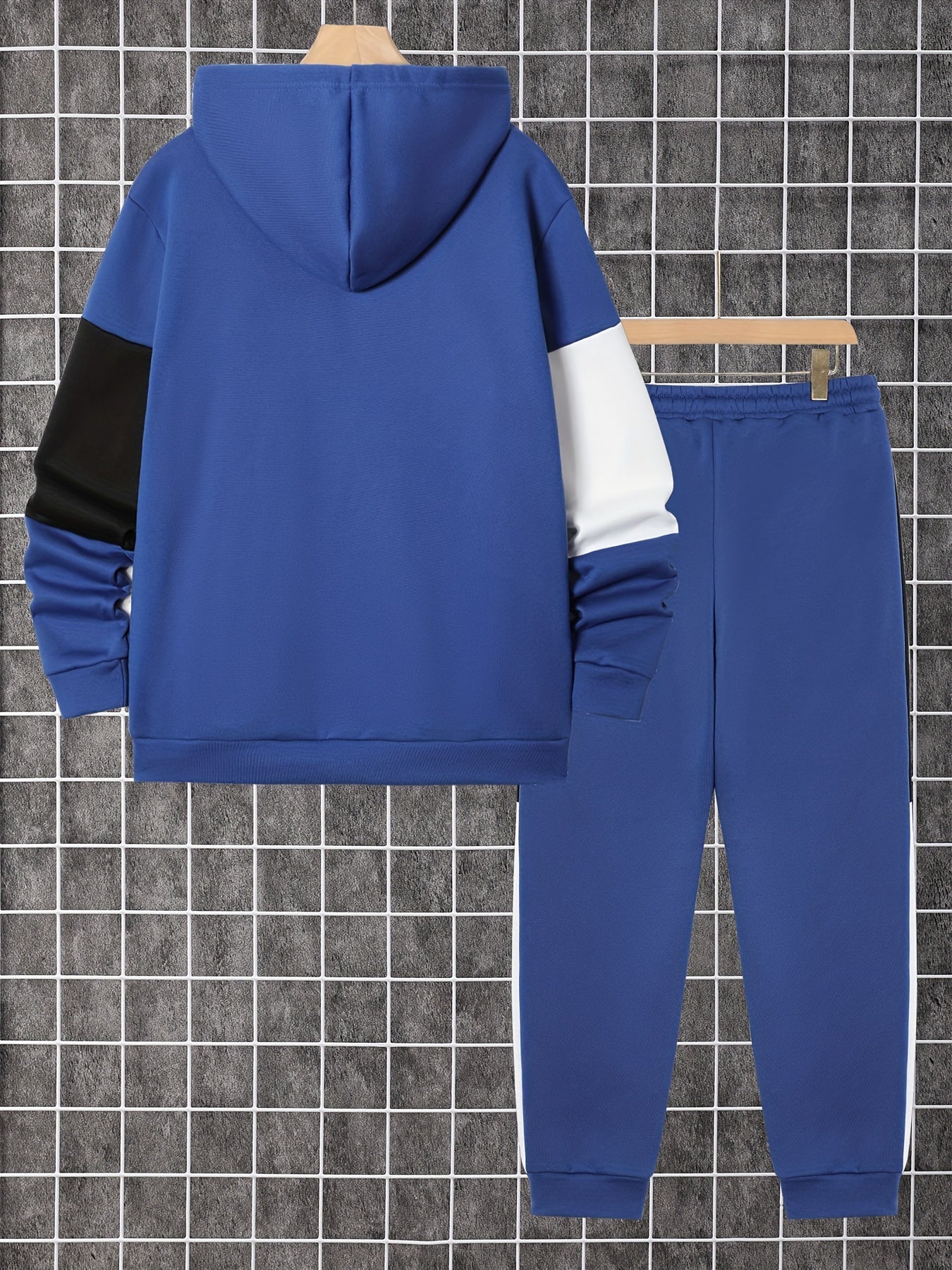 Mens Color Block Hoodie and Pants Set Casual Outdoor Wear - Taylor K Shop