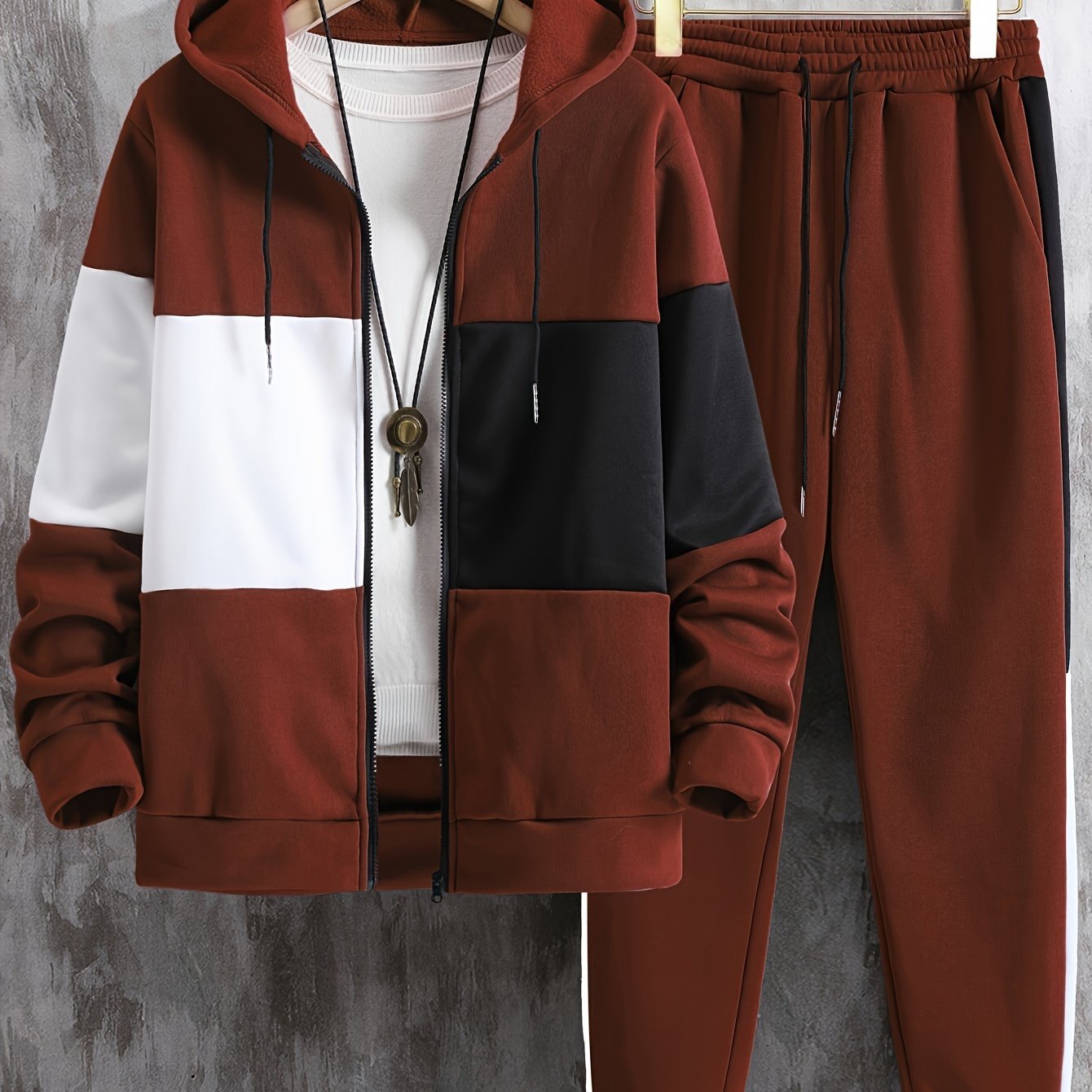 Mens Color Block Hoodie Pants Set Plus Size - Taylor K Shop