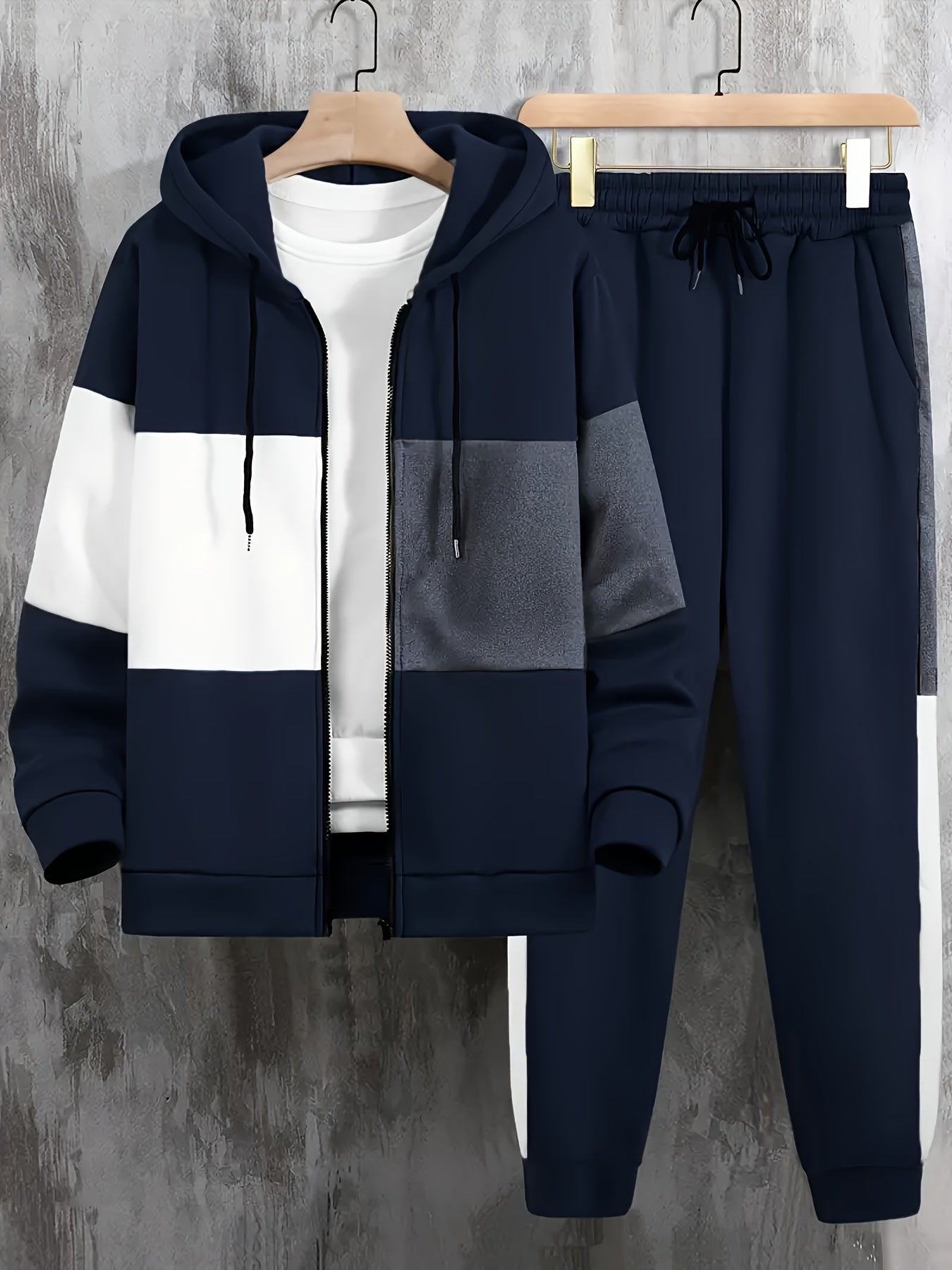 Mens Color Block Hoodie Pants Set Plus Size - Taylor K Shop