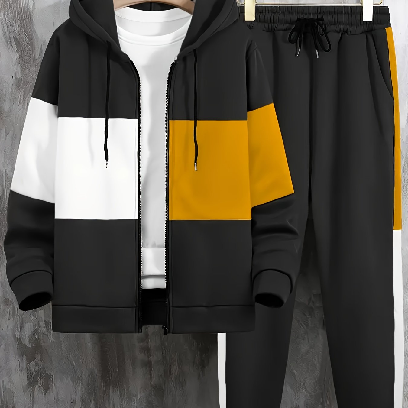 Mens Color Block Hoodie Pants Set Plus Size - Taylor K Shop
