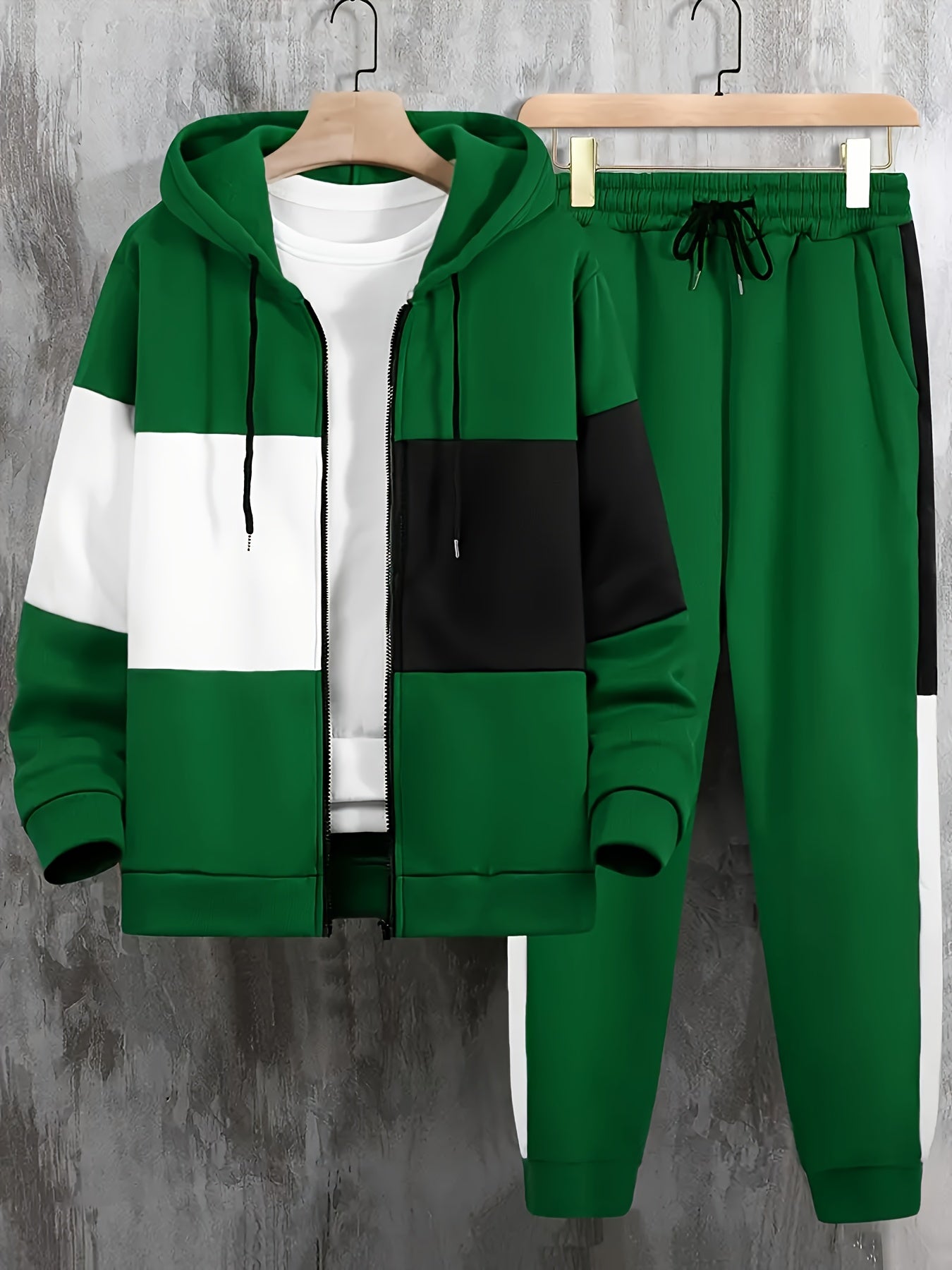 Mens Color Block Hoodie Pants Set Plus Size - Taylor K Shop