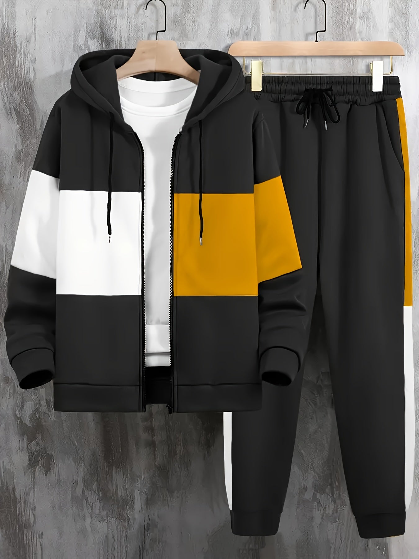 Mens Color Block Hoodie Pants Set Plus Size - Taylor K Shop