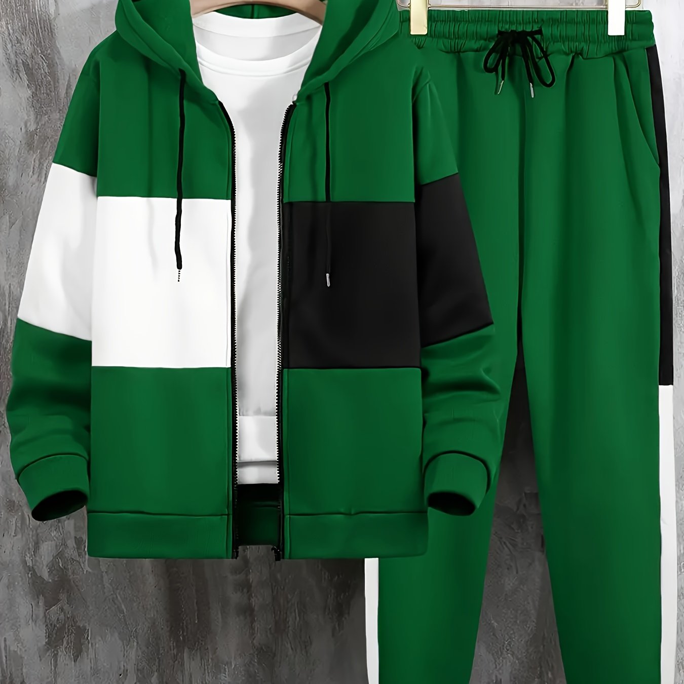 Mens Color Block Hoodie Pants Set Plus Size - Taylor K Shop