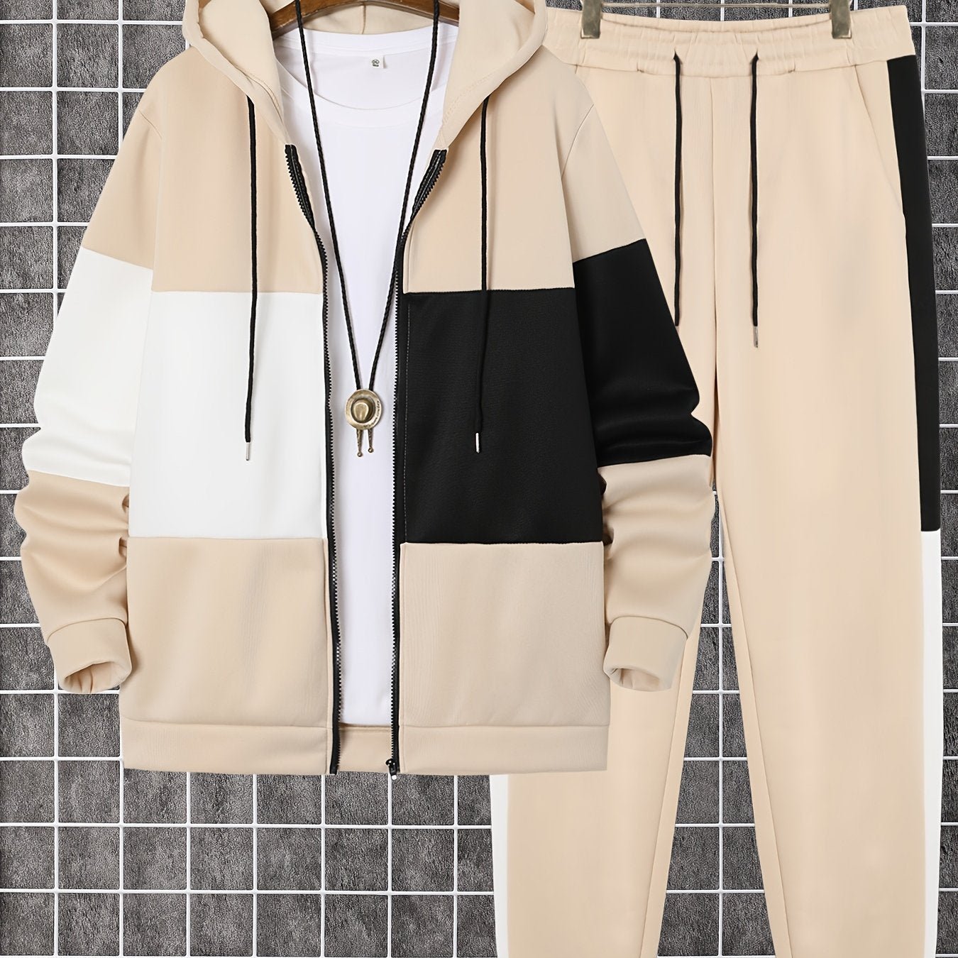Mens Color Block Hoodie Pants Set Plus Size - Taylor K Shop