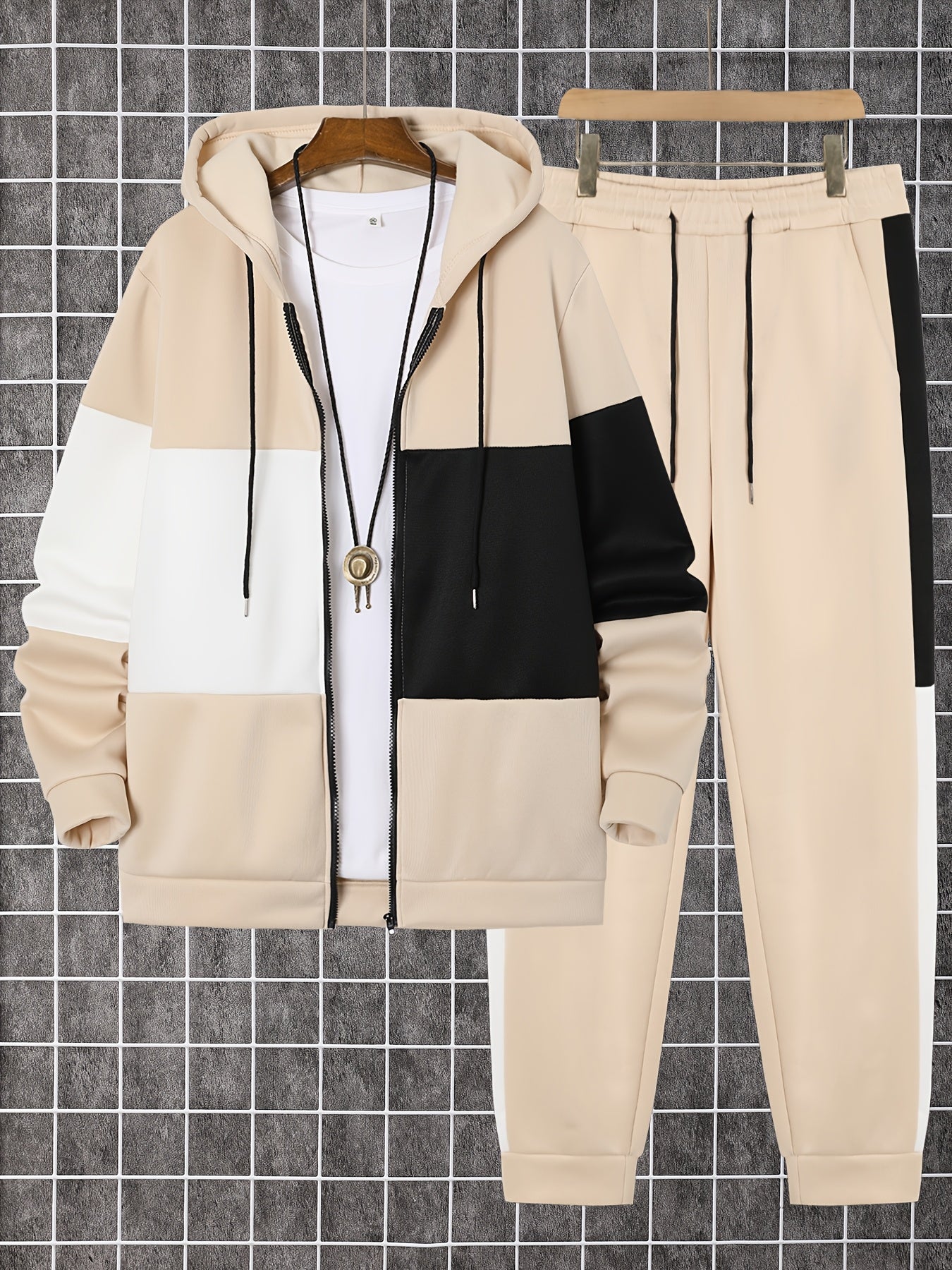 Mens Color Block Hoodie Pants Set Plus Size - Taylor K Shop