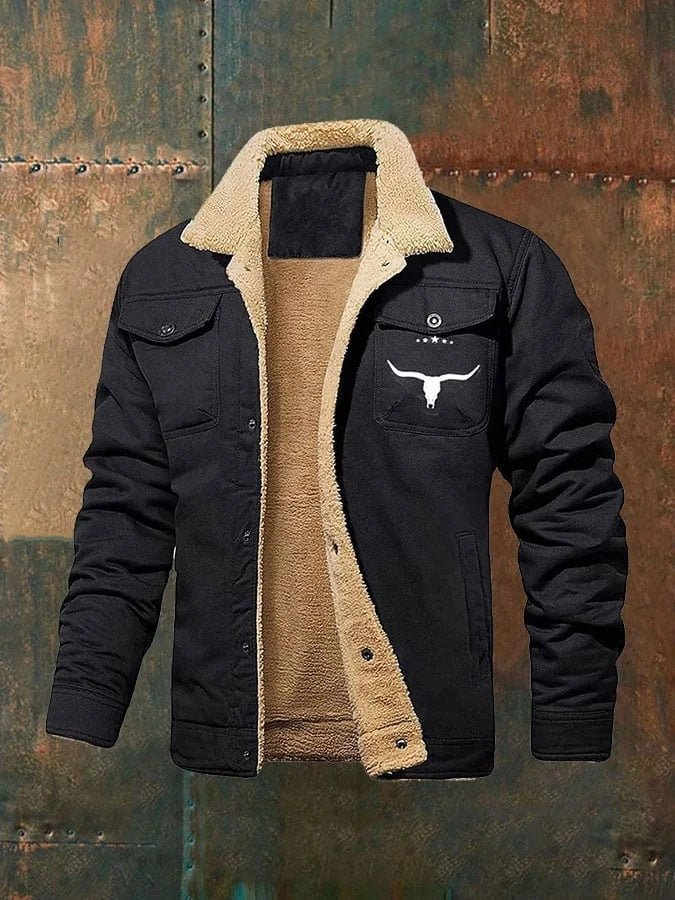 Men's Fleece - lined Cotton Casual Jacket Winter Lapel Single Breasted Warm Outerwear - Taylor K Shop