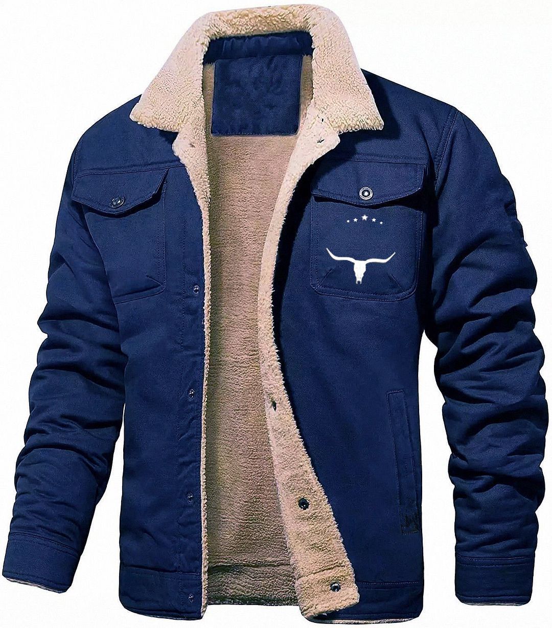 Men's Fleece - lined Cotton Casual Jacket Winter Lapel Single Breasted Warm Outerwear - Taylor K Shop