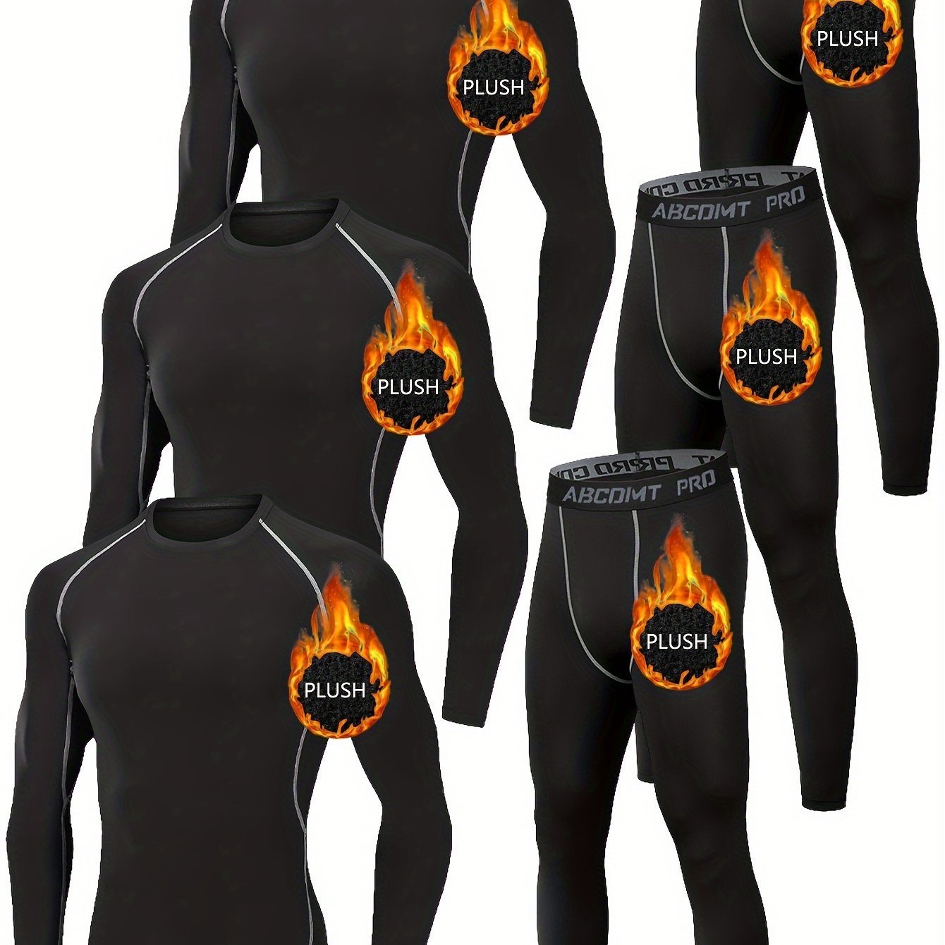 Mens Thermal FleeceLined Compression Set 6pcs for Running - Taylor K Shop