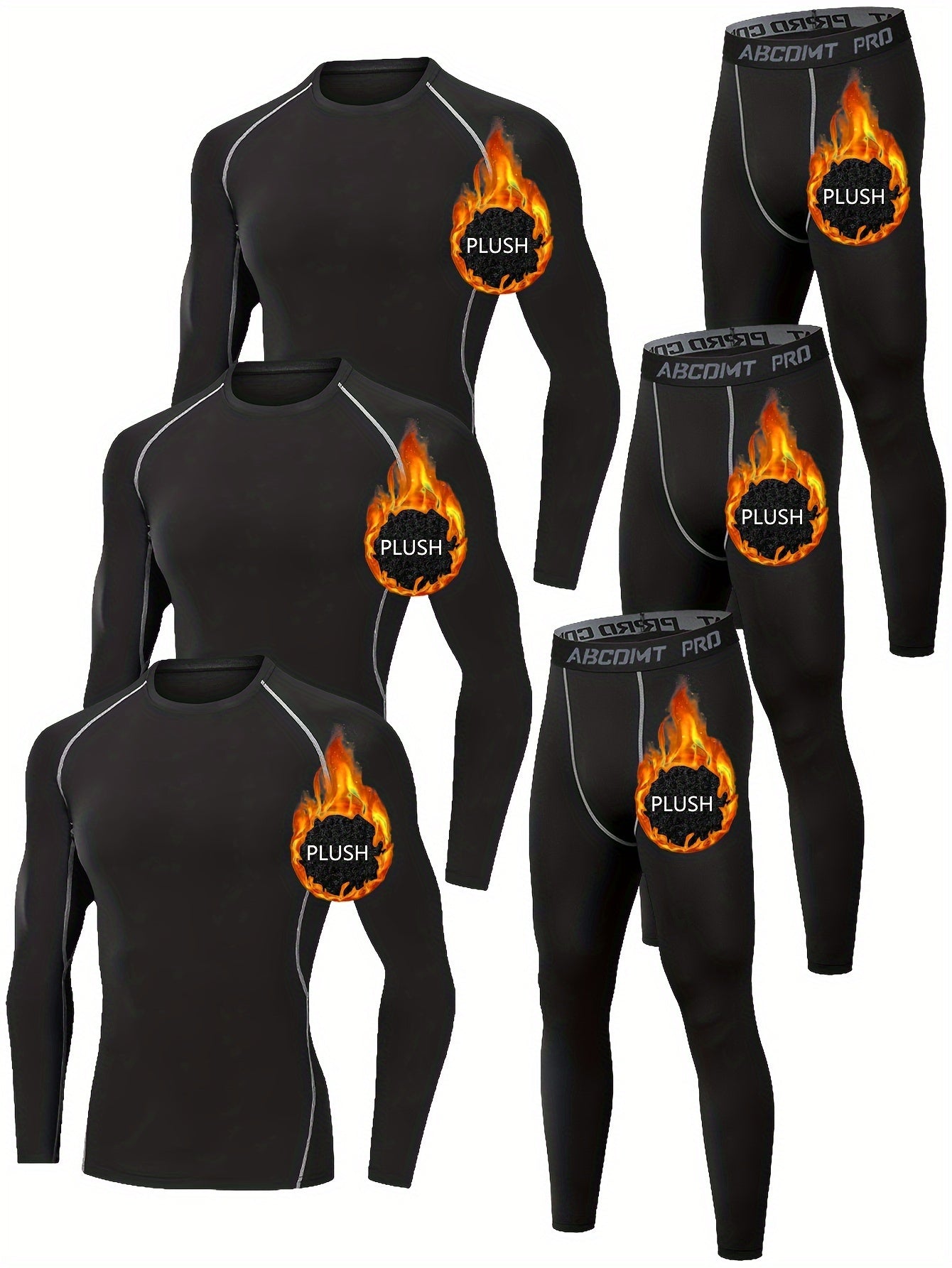 Mens Thermal FleeceLined Compression Set 6pcs for Running - Taylor K Shop
