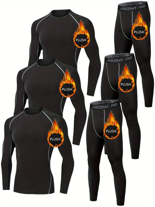 Mens Thermal FleeceLined Compression Set 6pcs for Running - Taylor K Shop