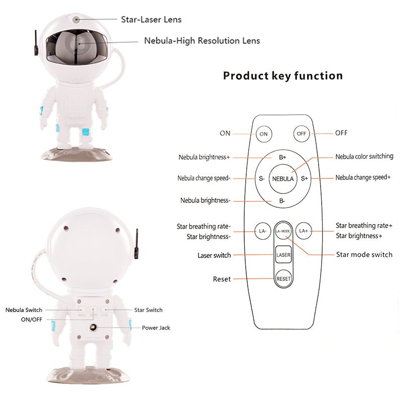 New Galaxy Projector Astronaut Starry Sky Projector Remote Control Music Laser - Taylor K Shop