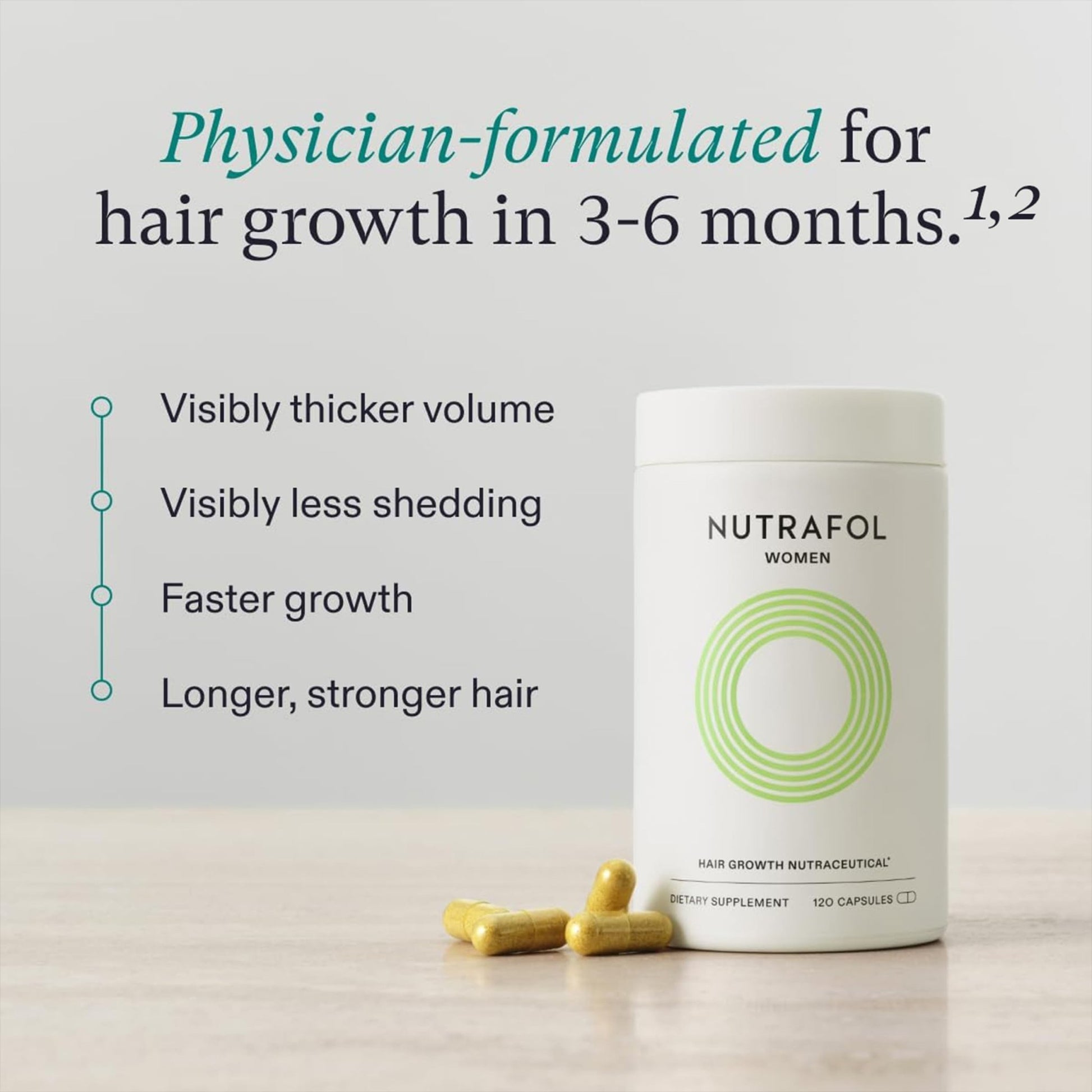 Nutrafol Women's Hair Growth Supplements, Ages 18 - 44, Clinically Proven for Visibly Thicker and Stronger Hair, Dermatologist Recommended - 1 Month Supply - Taylor K Shop