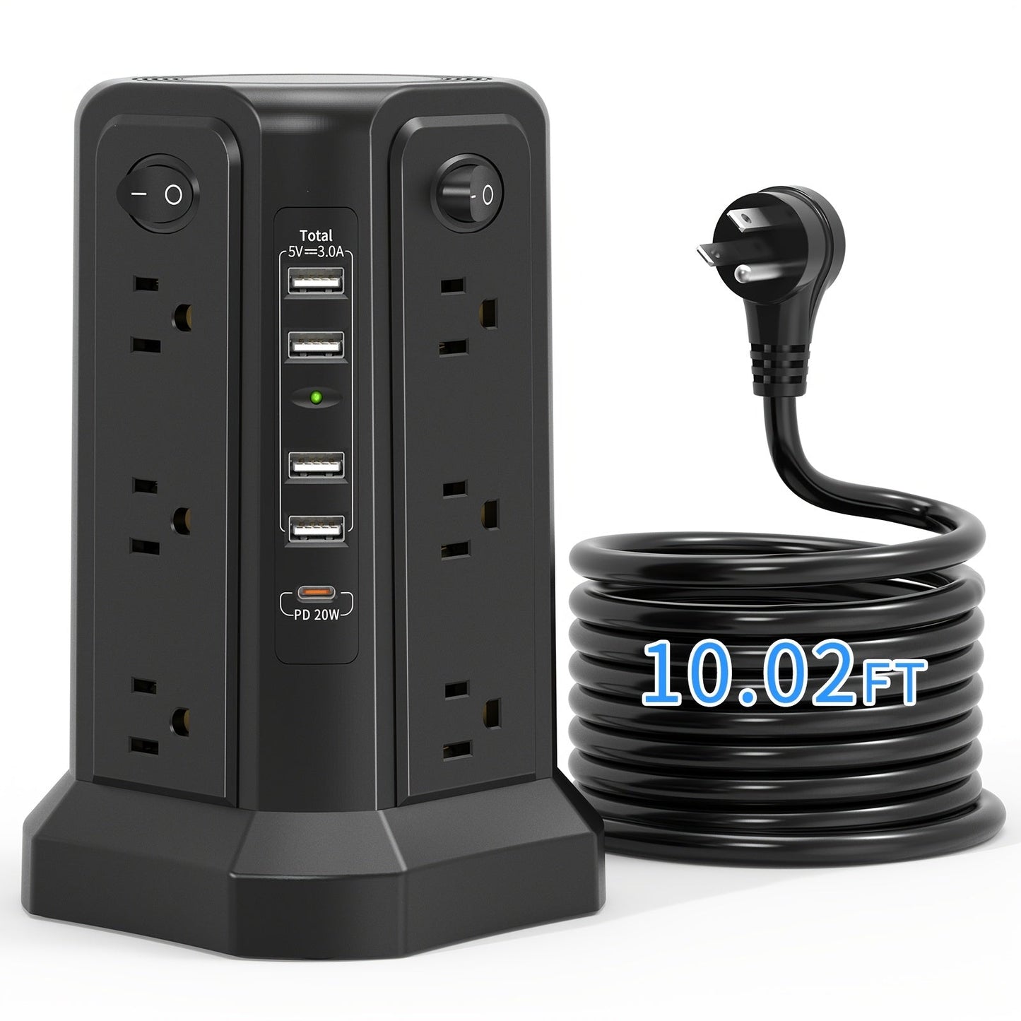 PASSUS Tower Surge Protector 12 AC 5 USB PD 20W - Taylor K Shop