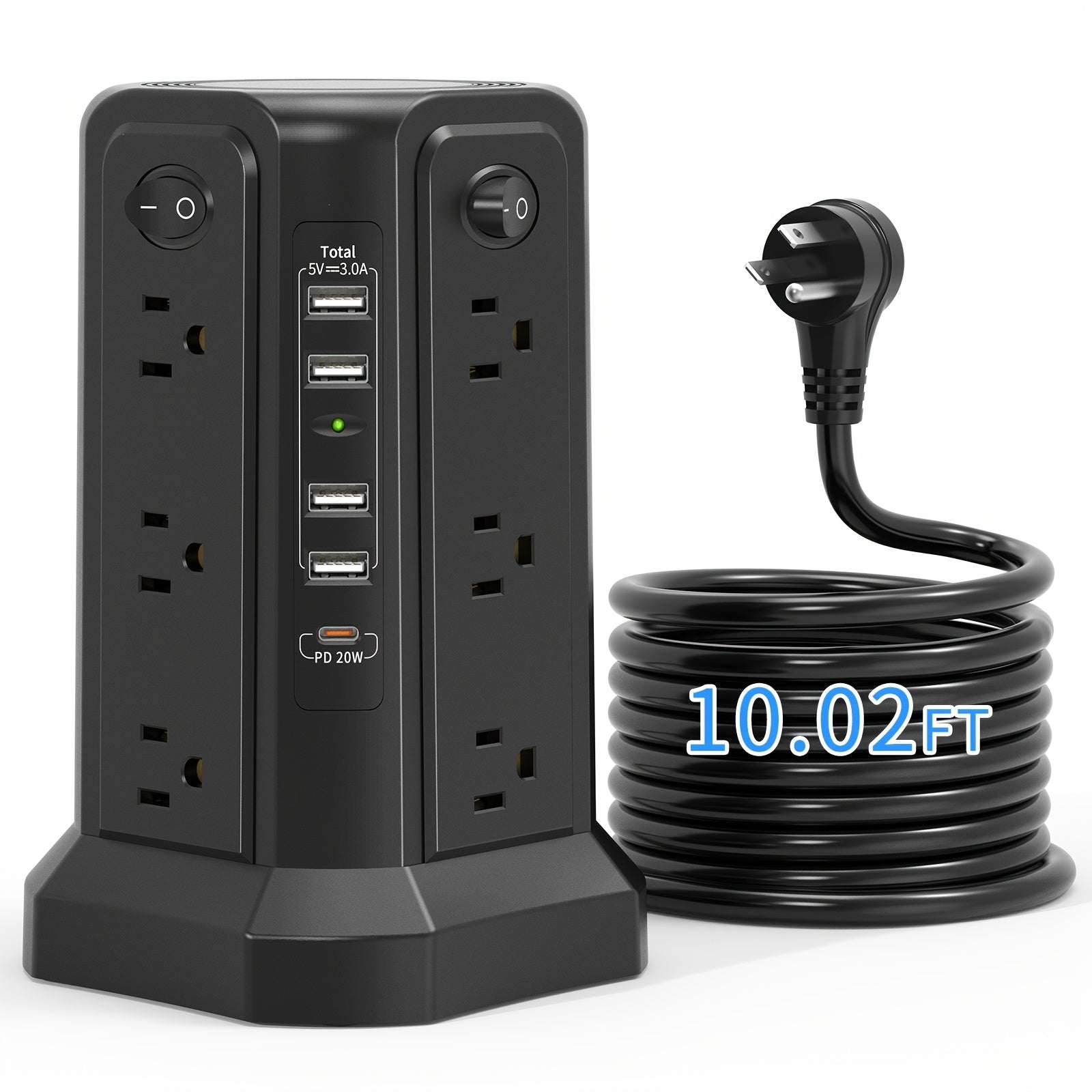 PASSUS Tower Surge Protector 12 AC 5 USB PD 20W - Taylor K Shop