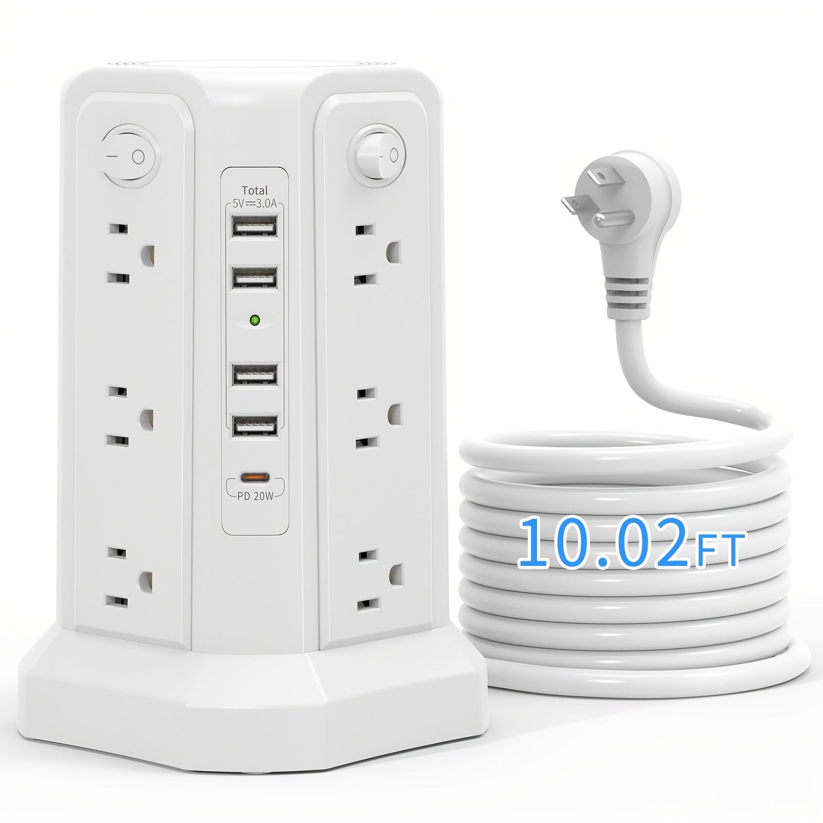 PASSUS Tower Surge Protector 12 AC 5 USB PD 20W - Taylor K Shop