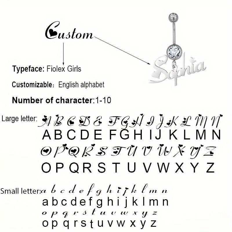 Personalized Heart Charm Belly Ring Perfect Birthday Gift - Taylor K Shop