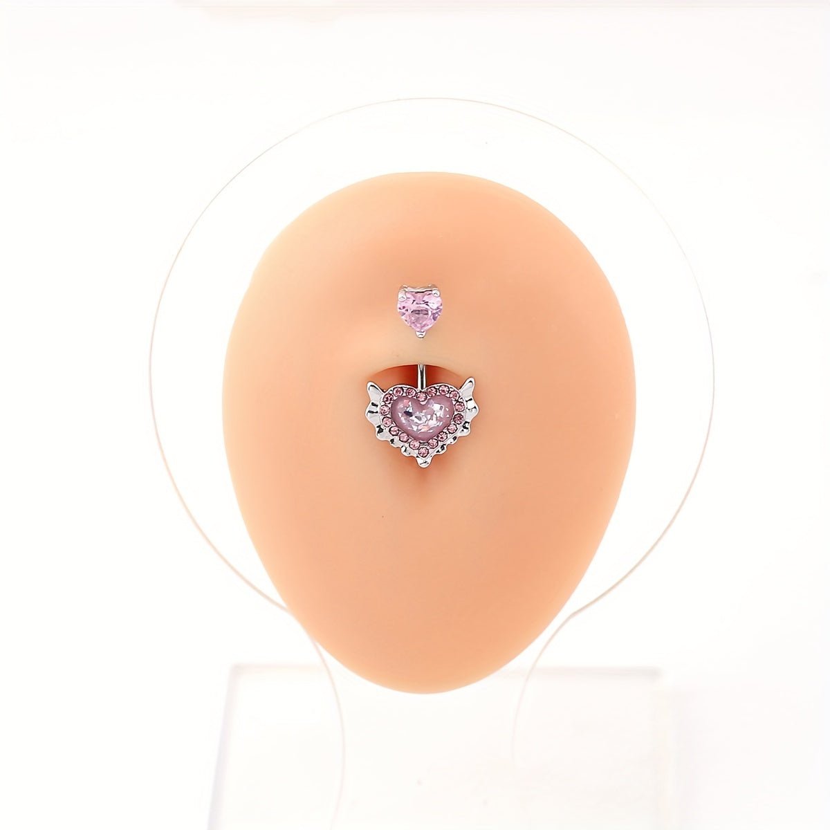 Pink Heart Belly Button Ring with Zirconia Inlay - Taylor K Shop