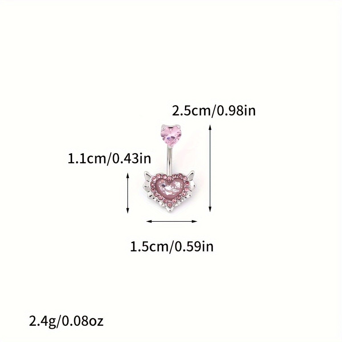 Pink Heart Belly Button Ring with Zirconia Inlay - Taylor K Shop