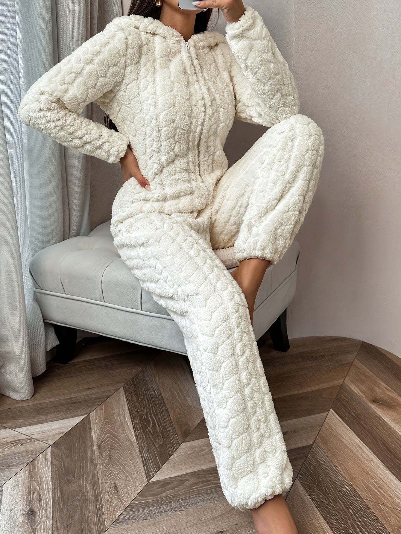 Plush Fleece Hooded Jumpsuit Pajamas for Women Cozy Machine Washable - Taylor K Shop