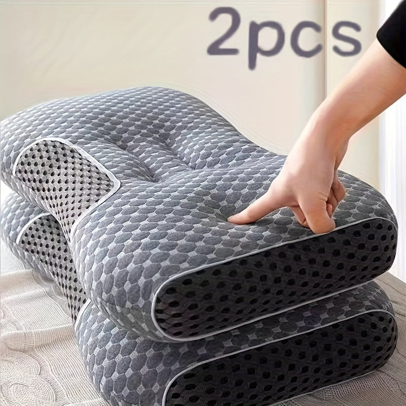 Set of 2 Breathable Knitted Pillows for Neck Support