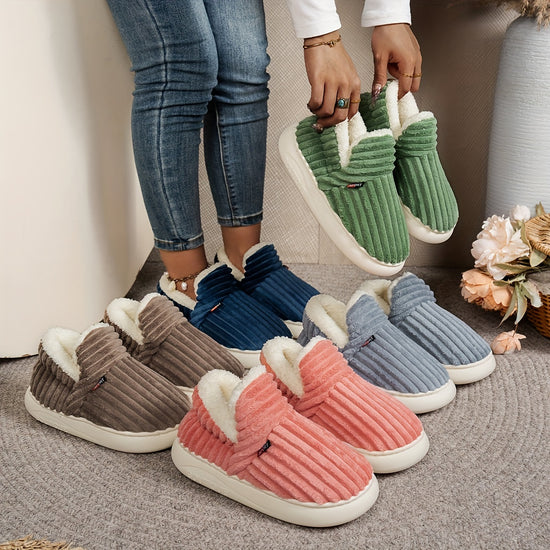 Womens Plush Fleece Slippers Cozy NonSlip IndoorOutdoor Boots