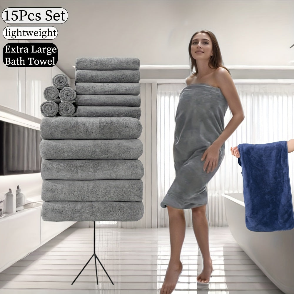 15Piece UltraSoft Microfiber Towel Set for Home  Hotel