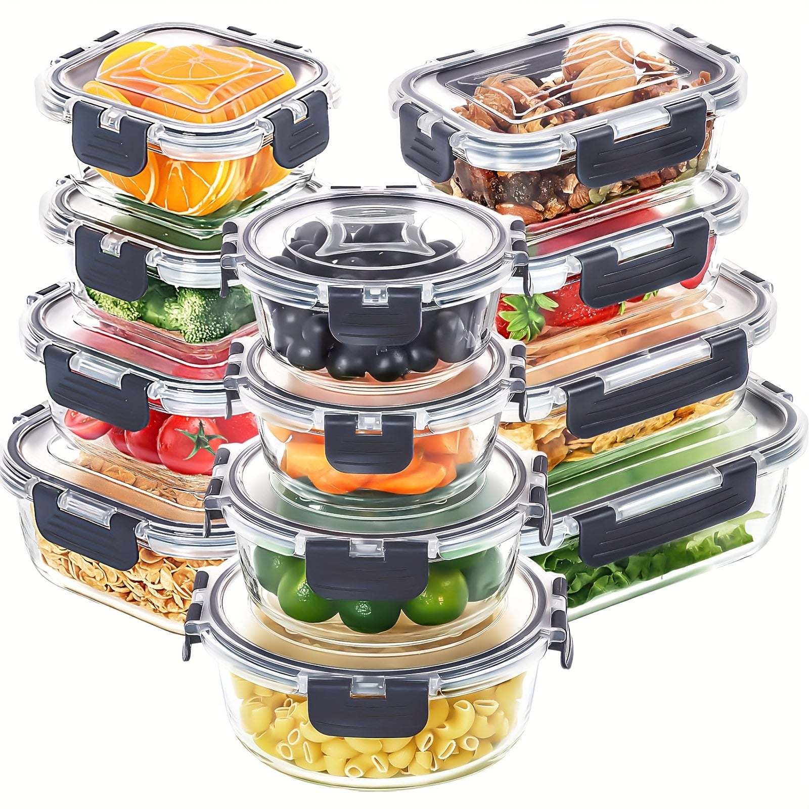 12Piece Airtight Glass Meal Prep Storage Set