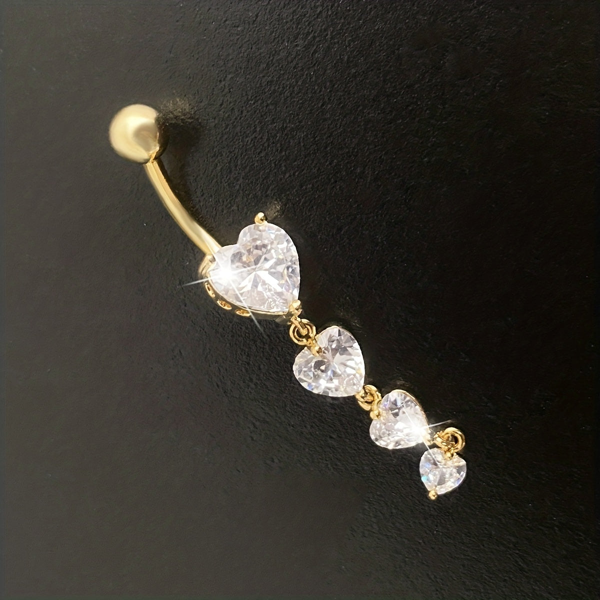 Elegant Zirconia Heart Pendant Belly Ring