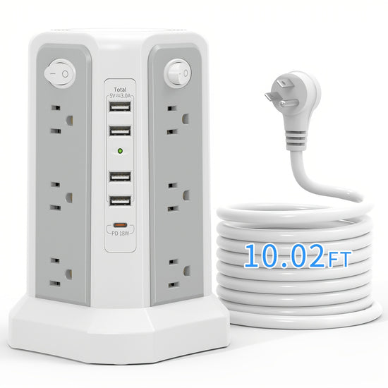 PASSUS Tower Surge Protector 12 AC 5 USB PD 20W