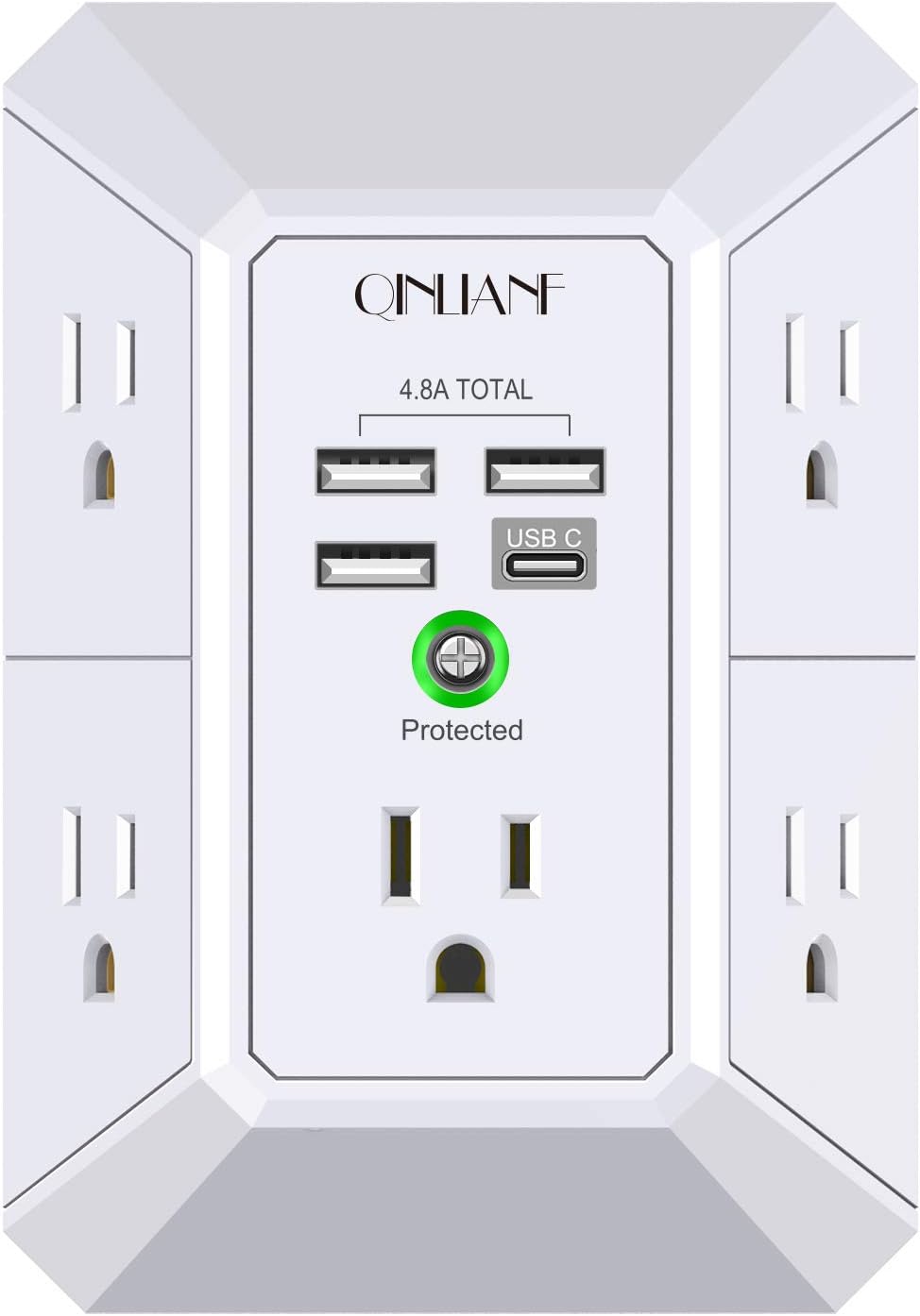 QINLIANF 5Outlet Surge Protector with 4 USB Ports - Taylor K Shop