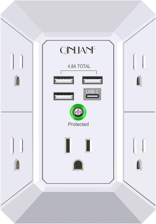 QINLIANF 5Outlet Surge Protector with 4 USB Ports - Taylor K Shop