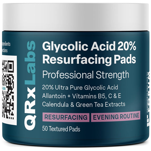 QRxLabs Glycolic Acid 20 Peel Pads Revitalizing Exfoliation for Face Body - Taylor K Shop