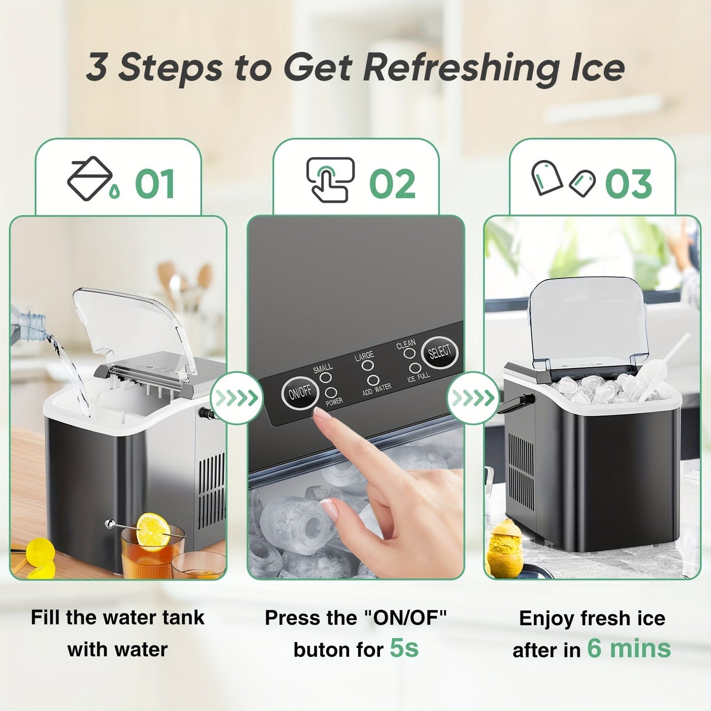 Quick Nugget Ice Maker 9 Cubes in 6 Minutes - Taylor K Shop