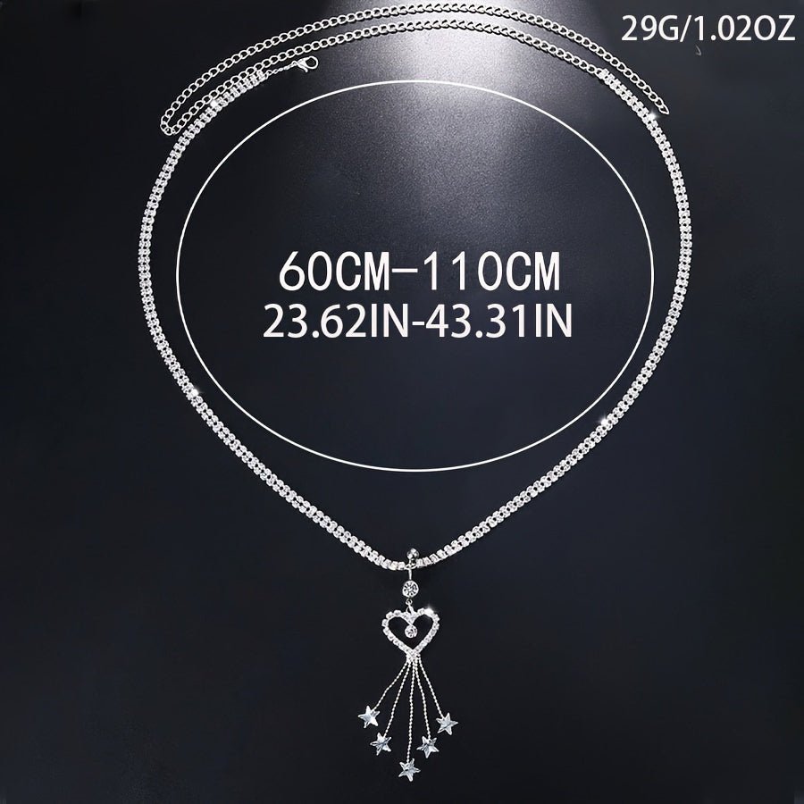 Rhinestone Silvery Tassel Heart Belly Chain - Taylor K Shop