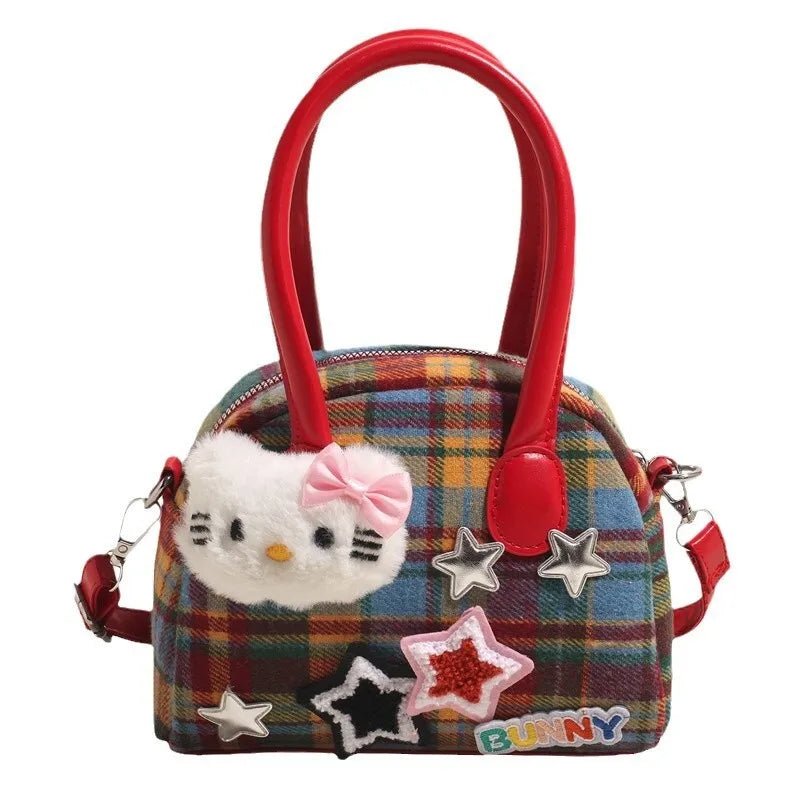 Sanrio Hello Kitty Plaid Handbag Trendy Korean Style - Taylor K Shop