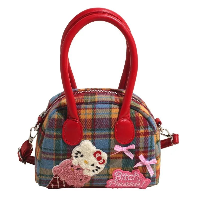 Sanrio Hello Kitty Plaid Handbag Trendy Korean Style - Taylor K Shop