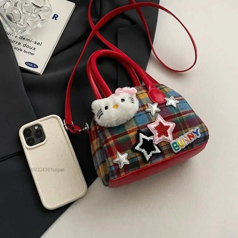 Sanrio Hello Kitty Plaid Handbag Trendy Korean Style - Taylor K Shop